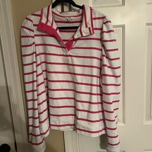 crown & ivy Pink and White Striped Sweatshirt
